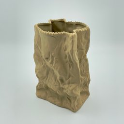 Vintage Ceramic Paper Bag Vase