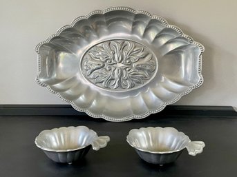 Lenox Pewter Serving Platter  & Two Small Serving Bowls