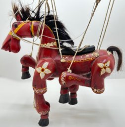 Vintage Hand Made Indonesian Marionette Horse Puppet With Real Horse Hair