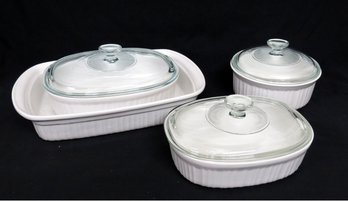 Corning Ware French White Covered Baking Dishes/Casseroles