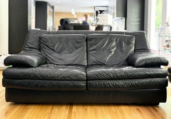 A Vintage Italian Modern Leather Sofa By Maurice Villency (2 Of 2)