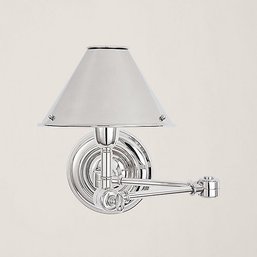 A Nickel Wall Sconce With Adjustable Arm - Bed 2B