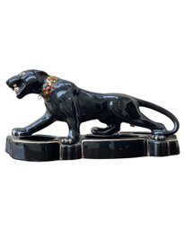 1950's Black Panther Planter With Multi Color Collar