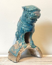 19th Century Chinese Art Pottery Foo Dog Guardian Roof Tile Statue