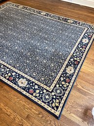 A Custom Stark Wool Carpet With Blue Floral Field And Floral Border - Dining Rm