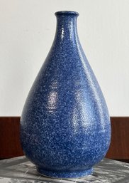 Vintage Blue Speckled Bottle Form Ceramic Art Pottery Vase
