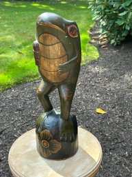 Tall Wooden Frog Figure