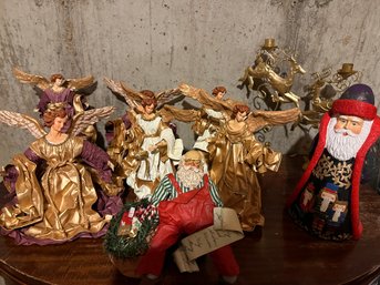 Paper Mache Angels, Santas And Metal Reindeer