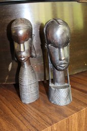 2 10 In African Figures - Likely Ebony Wood