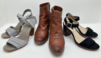 3 Pairs The Frye Company Womens Shoes: 2 Sandals & Boots, Size 6