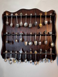 International Spoon Collection With Wall Mount Display