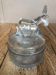 Donkey/Mule Covered Glass Dish - Vintage