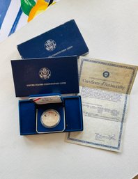 A Piece Of American History 1987 Silver Dollar Proof In Gift Box And Certificate Of Authenticity