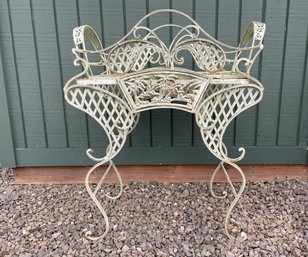 Vintage Wrought Iron Plant Stand In Verdigris Finish