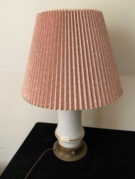 White And Brass Table Lamp With Pink Shade