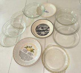 11 Glass & Ceramic Pie Plates ~ Large Lot ~