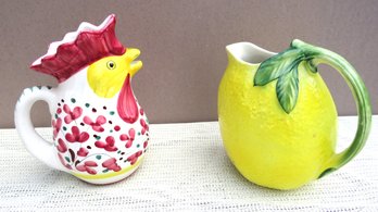 Rooster And Lemon Ceramic Pitchers Italy
