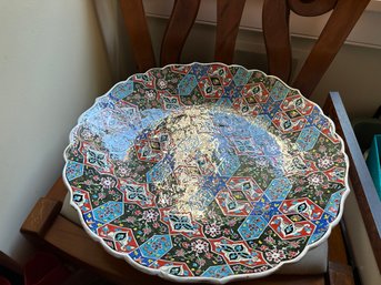 Red, White, Black And Blue  Handmade Platter From Turkey