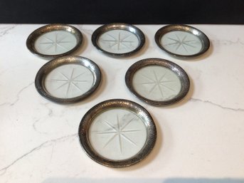 STERLING SILVER AND CRYSTAL COASTERS