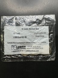 2004 To 2006 5 Coin Nickel Set In Littleton Package