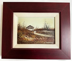 John Lewis Egenstafer (1943 American) Vintage Oil Landscape Painting On Canvas In Cherrywood Frame, Signed
