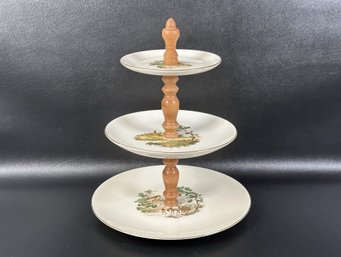 A Vintage Tiered Dessert Stand By Eastern China With 22K Gold Rim