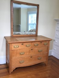 Beautiful Antique Victorian Oak Chest With Mirror - Very Nice Brass Hardware - Very Nice Finish - NICE PIECE !