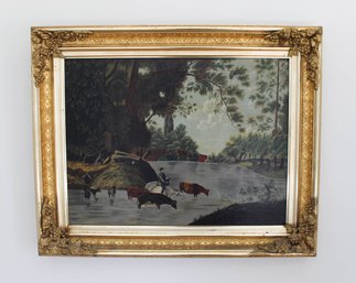 Original Oil Painting, Early Landscape By Jeptha Harrison