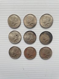 Lot Of Nine Kennedy Half Dollars 1967-1968