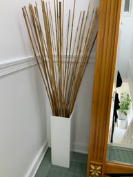 Decorative Box Vase W/ Reeds