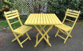 Jordan Yellow Wood Slat Folding Table And 2 Chairs