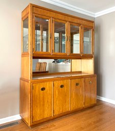 A Vintage Oak China Cabinet By Stanley Furniture