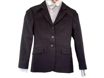 RJ Pinstripe Equestrian Black Show Coat & RJ Prestige Collection Classic Cool Stretch Shirt (youth Size 14)