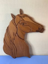 Wood Carved Horse Head Wall Plaque