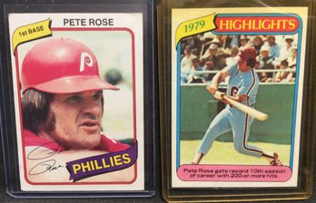 (2) 1980 Topps Pete Rose Cards - M