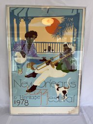 1978 New Orleans Jazz & Heritage Festival Framed Original Numbered Poster #1905/5000 By Charest & Brousseau