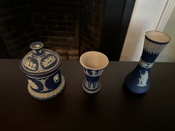 3 Pc. Dark Wedgwood Jasperware