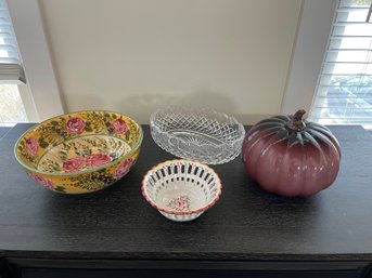 Decorative Bowls And Ceramic Pumpkin Decor
