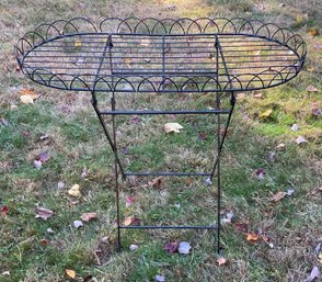 Vintage Scalloped Metal Black Folding Tray Table.