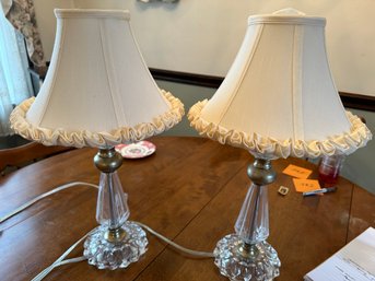 Pair Vintage Crystal Boudoir Lamps