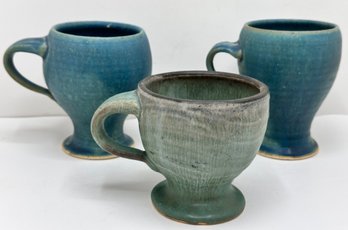 3 1990s Pewabic Detroit Ceramic Mugs