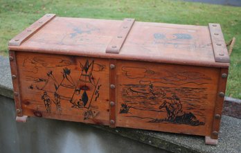 Vintage Roy Rogers Wooden Toy Box With Graphics