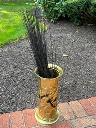 Vintage Embossed Brass Umbrella Stand