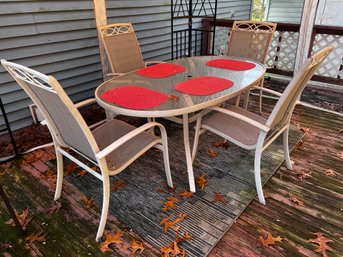 Vintage Inspired Glass Top Patio Table And 4 Chairs