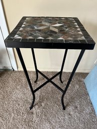 Slate Top Side Table With Metal Base