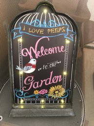 Vintage Bird House Shaped Light Up Garden Patio Sign