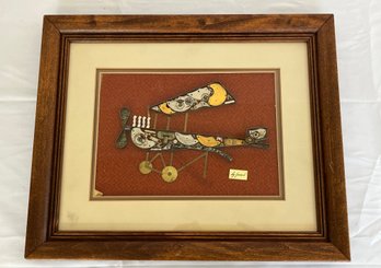Original Art By GIRARD- Framed Watch Parts Antique Airplane - Signed By Girard