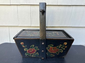 Antique Asian Hand Painted Wedding Basket/Box