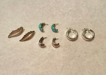 Four Pair Of Sterling Fashion Earrings