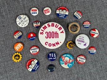 An Assortment Of Vintage Political & Advertising Pins